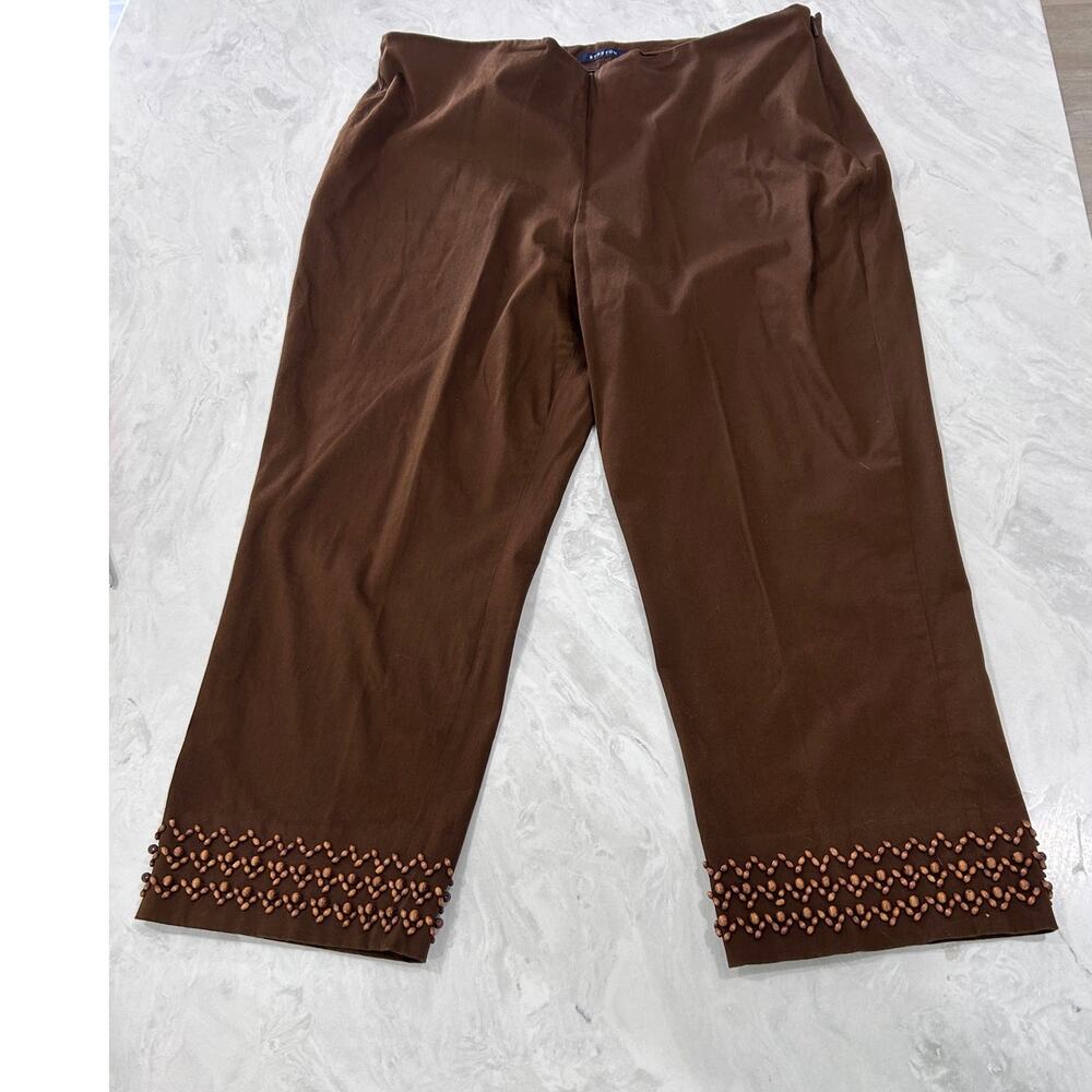 Jones New York stretch brown pants with detailed beading Sz16